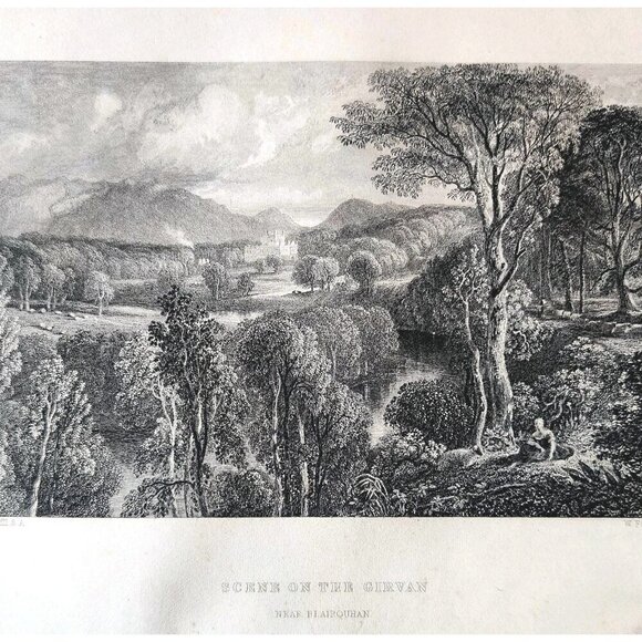 Other - 1844 Girvan River Blairquhan Engraving Victorian Scotland Landscape DWSS21